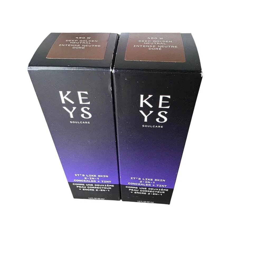 Lot of 2 Keys Soulcare It's Like Skin 2-in-1 Concealer Tint 480W Deep Golden NIB